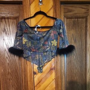 Savage X Fenty Blue and Yellow Asymmetrical Bodysuit